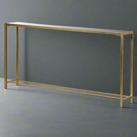 Gilt Metal Console with Mirrored Top W: 152 cm  D: 25 cm