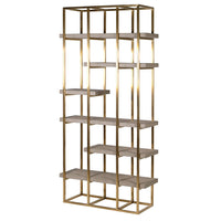 Polished Gilt and Faux Shagreen Shelving 208 cm