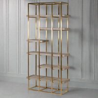 The mixture of polished gilt metal and the faux shagreen shelving adds to a very high end look, absolute luxury. So useful with multi shelves on the tall frame.&nbsp; The centrepiece of any room.