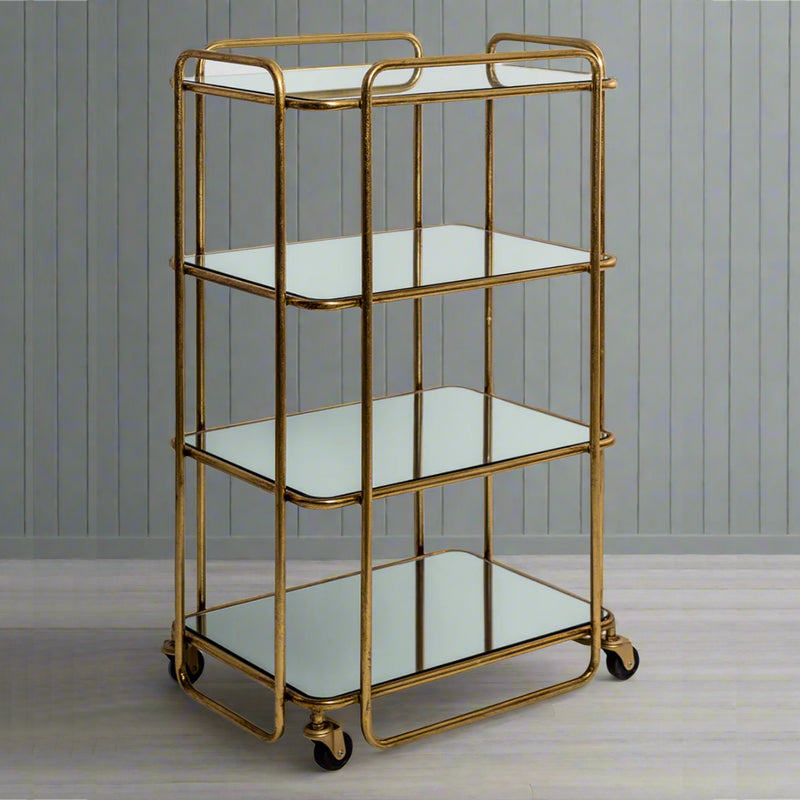 Drinks Trolley Gilt Metal 4 Tier 90 cm