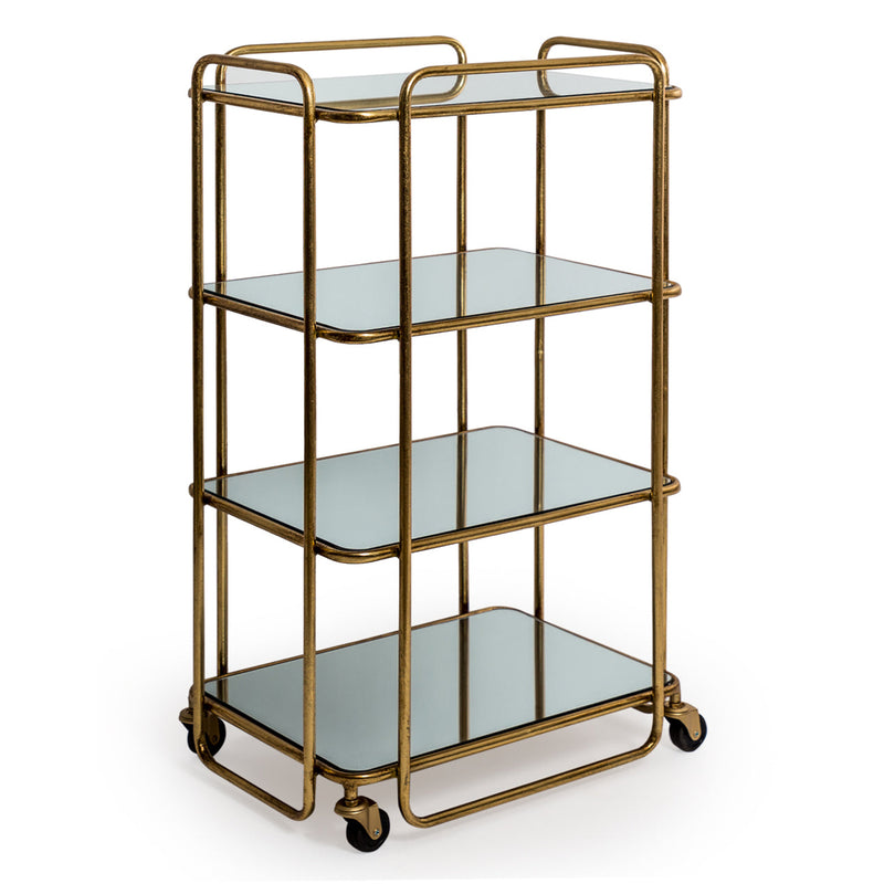 Drinks Trolley Gilt Metal 4 Tier 90 cm