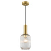 Gilt Clear Ribbed Pendant 48 cm