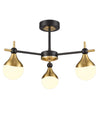 Gilt Opaque Globe Three Light Semi-Flush
