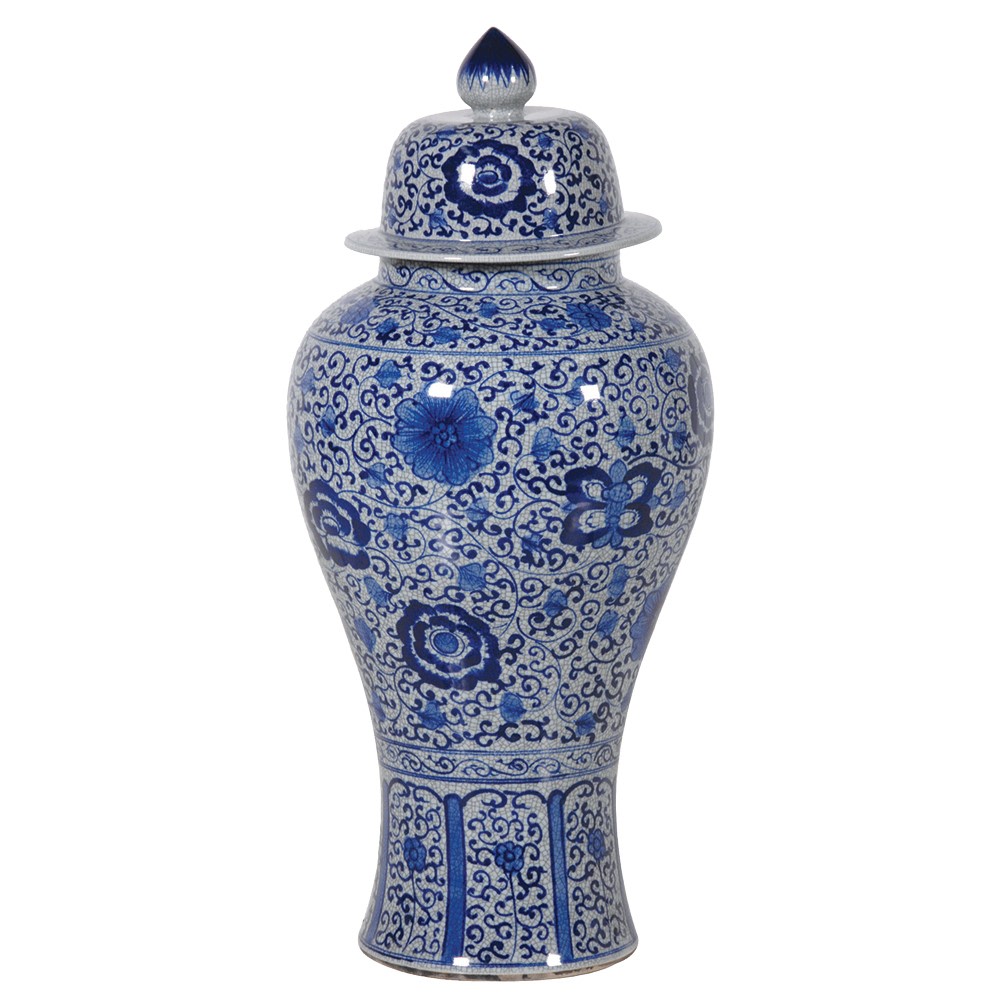 Exceptionally tall blue and white Ginger Jar.&nbsp; Floor standing jars perfect as a pair by the entrance doors.&nbsp; Ginger jars are a Country House staple and give the look of grandeur to any home. A classic in any interior.