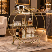 Drinks Trolley Champagne Silver- Mirrored Shelves