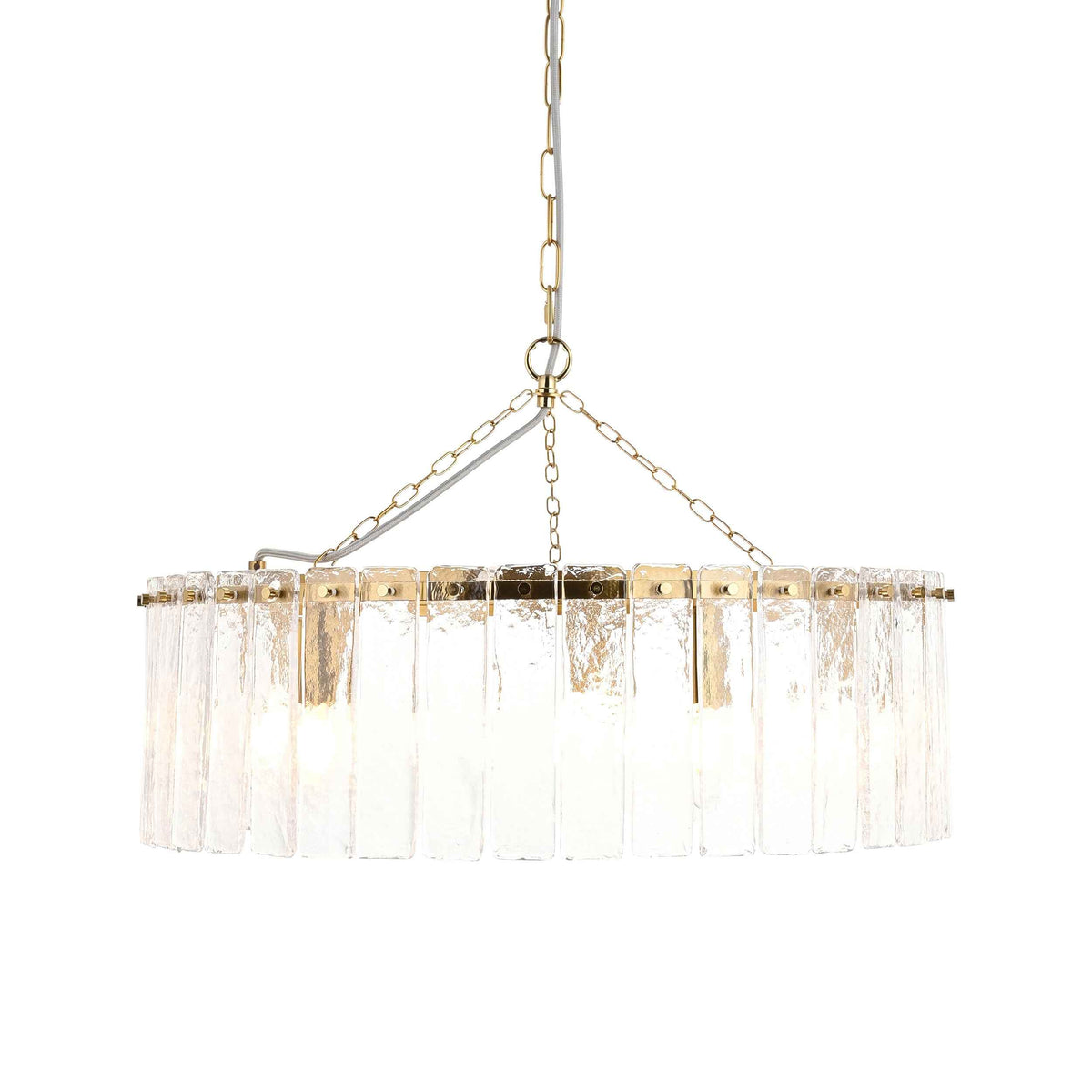 Chandelier with gold frame and clear glass
