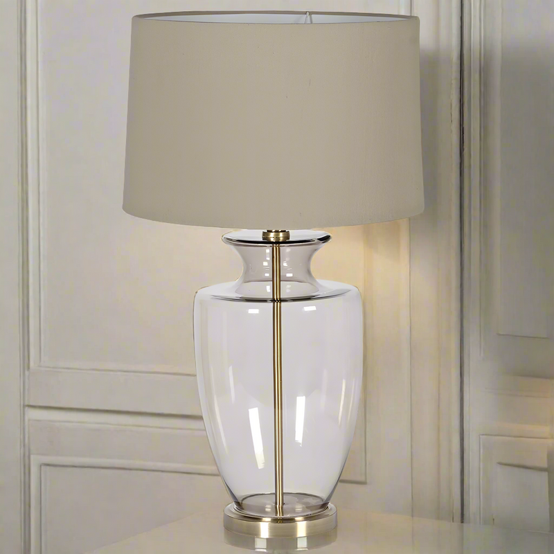 Clear Glass Lamp Gilt Base H: 74cm