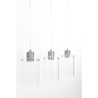 Glass Triple Linear Pendant - Nickel - 65cm