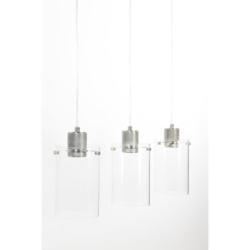 Glass Triple Linear Pendant - Nickel - 65cm