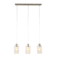 Glass Triple Linear Pendant - Nickel - 65cm