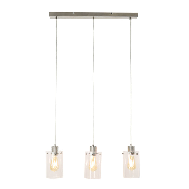 Glass Triple Linear Pendant - Nickel - 65cm