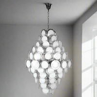 Large Glass White Disc Pendant 107 cm