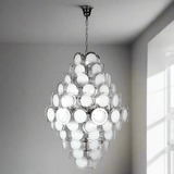 Large Glass White Disc Pendant 107 cm