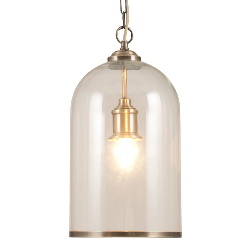 A great glass pendant with Brass or Nickel rim at the Base and same colour ceiling rose. Perfect hall light