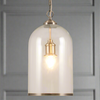 A great glass pendant with Brass or Nickel rim at the Base and same colour ceiling rose. Perfect hall light