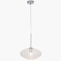 Nickel & Ribbed Glass Pendant Light 30 cm