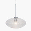 Nickel & Ribbed Glass Pendant Light 30 cm