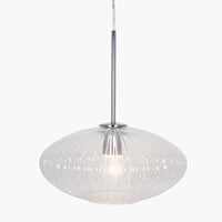 Nickel & Ribbed Glass Pendant Light 30 cm