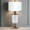 Exceptionally beautiful glass urn shaped lamp with antique brass metal mounts and white fabric shade. A classic, timeless style, the bronze metal adding a glamorous to the urn shape of the glass deserves pride of place !!!

H: 81 cm Dia: 39 cm.