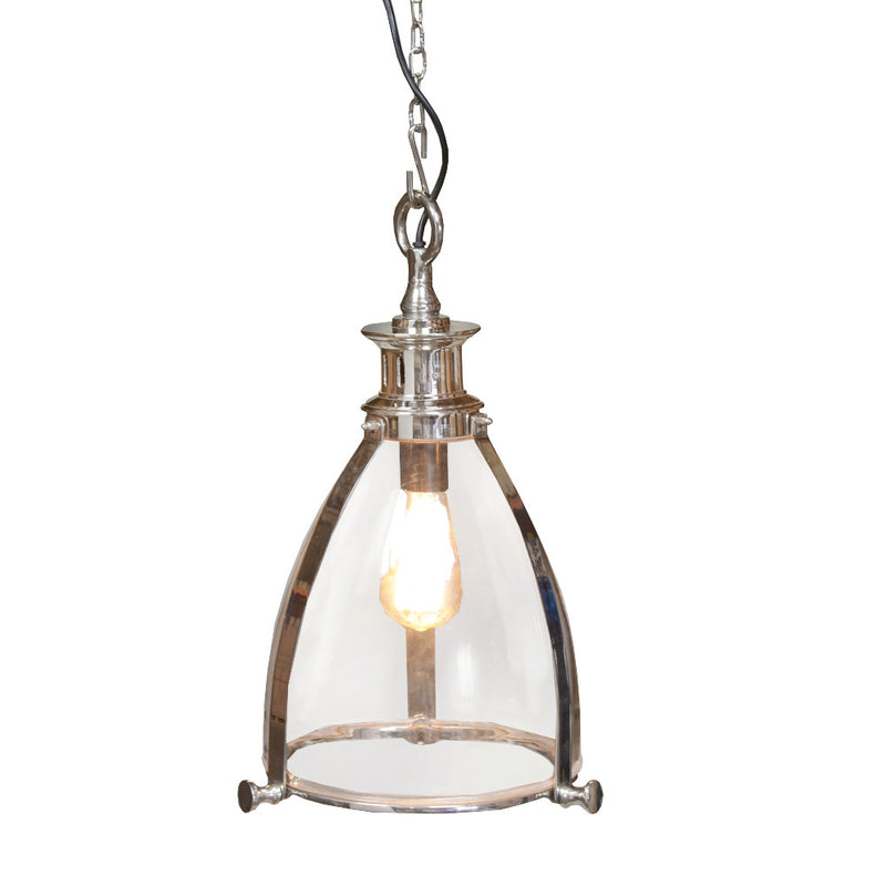 Such a stylish pendant, the glass with copper, nickel or brass bands, exceptional quality and with a great 'Art Nouveau' styling perfect for your hall or kitchen.