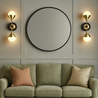 Brushed Gilt Opaque Globe Dual Wall Light