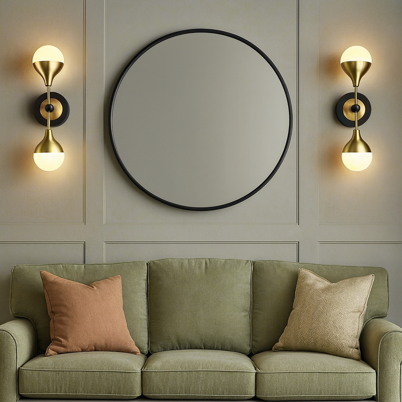 Brushed Gilt Opaque Globe Dual Wall Light