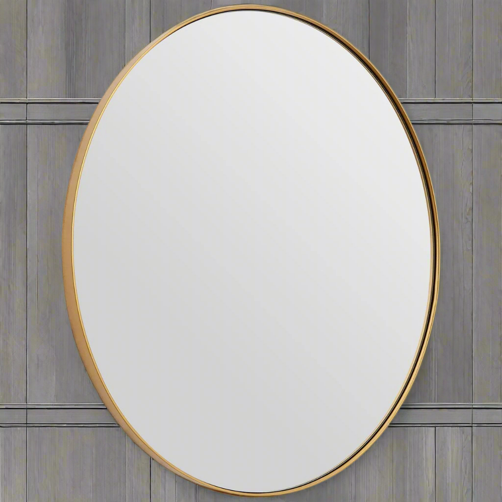 Slim framed gold oval mirror, a sophisticated look in the cloakroom or bathroom.&nbsp; The glass of the mirror is recessed into the gilt frame to show a lot of mirror, perfect to enhance a dark corner.


H: 60 cm W: 50 cm D: 4 cm