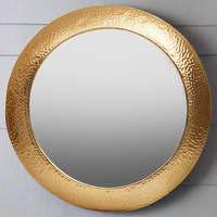 Round Mirror Hammered Gilt 69 cm