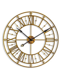 A statement clock finished in an antiqued gold iron metal made to define your wall space.&nbsp; Easy to hang with with just one fixing required.


W: 76 cm