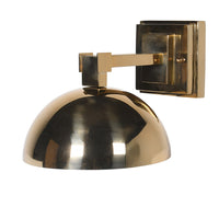 Gold domed wall light on solid bracket and stepped gilt metal wall mount. Exceptional size and a great 'art deco' feel to this light.