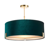 Green velvet shaded chandelier can be hung flush to the ceiling or lower, if you have height. Comes with a diffuser and the addition of a decorative metal cross to the base, colourful addition, perfect for a bedroom or living room.