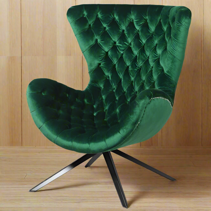 Green Velvet Armchair 108 cm