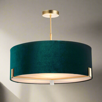 Shaded Ceiling Light Green Velvet 56 cm