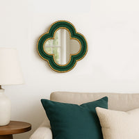 Green & Gold Mini Quatrefoil Mirror
