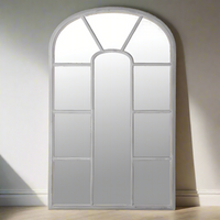 Grey Painted Window Mirror H: 134 cm