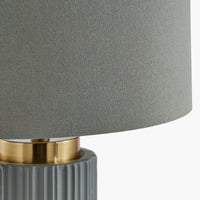 Grey Ribbed Ceramic Lamp 45 cm