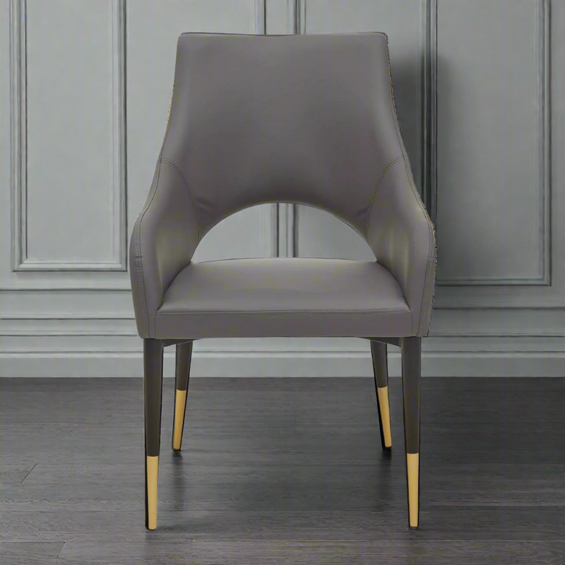 Grey Leather Effect Dining Chair