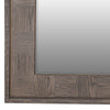 Tall grey wooden framed mirror in an ash grey oak colour.&nbsp; The frame has a parquet style pattern on the wood.&nbsp; A rustic modern aesthetic perfect in a contemporary home, farmhouse style interior and wherever you need a large mirror to open up the space in the room.&nbsp; Typically used in&nbsp; bedroom, entryway or as a statement in your living room.&nbsp; It can either be wall mounted or you could lean this grey wooden mirror against a wall.&nbsp;

H:&nbsp; 20 cm&nbsp; &nbsp;W:&nbsp; 80 cm