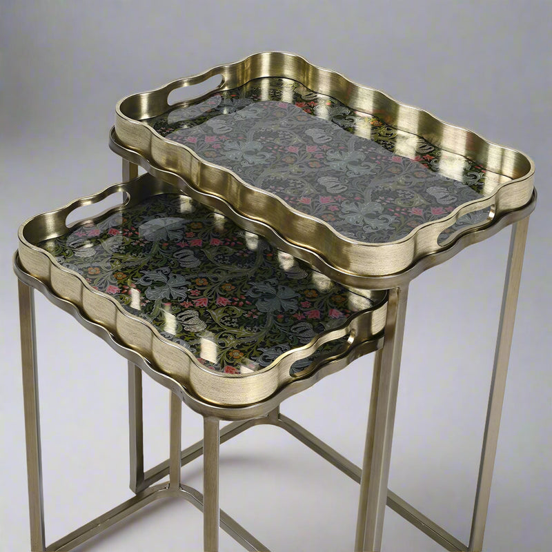 Set of Two Decorated Tray Tables
