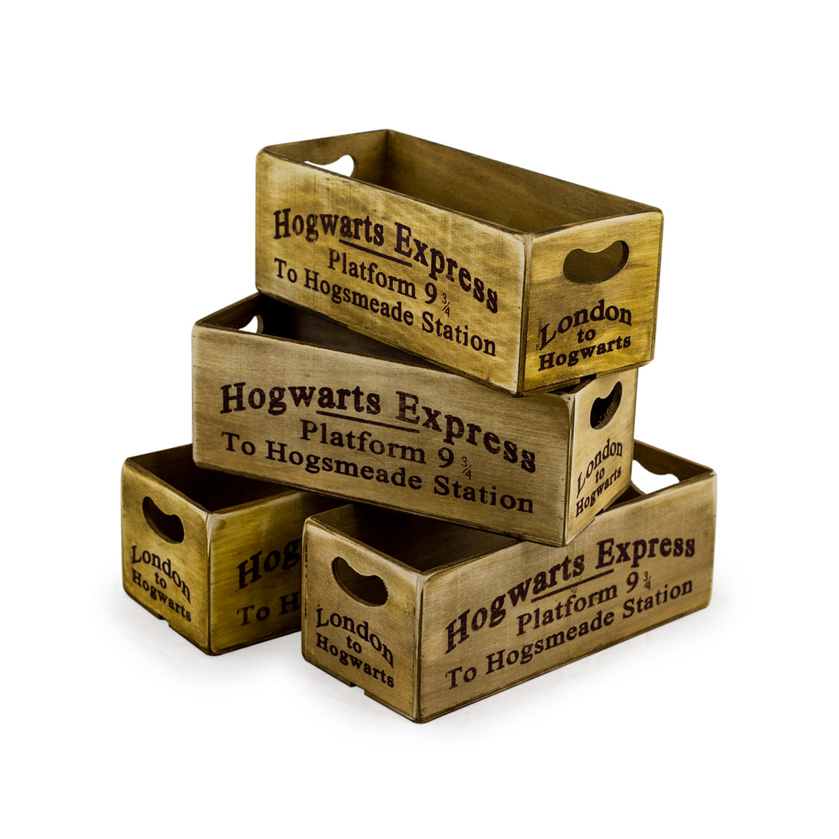 Add rustic charm and functional style to your space with these vintage-inspired wooden storage crates.

Crafted from durable wood with a weathered finish, these crates evoke the warmth of traditional British bakeries. The side handles offer convenient portability, while their stackable design makes them both decorative and practical.

Perfect for use at home, in the kitchen storing fruit, tea, or condiments, in a window sill with aromatic herbs, or in a hallway storing keys or sunglasses, these crates effor