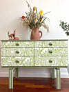 Restyled Vintage Botanical Design Dresser - Sage Green - 100cm
