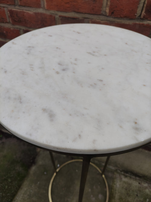 White Marble Top Tall Side Table  REDUCED