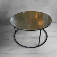 Round Bronze Metal Coffee Table - Medium