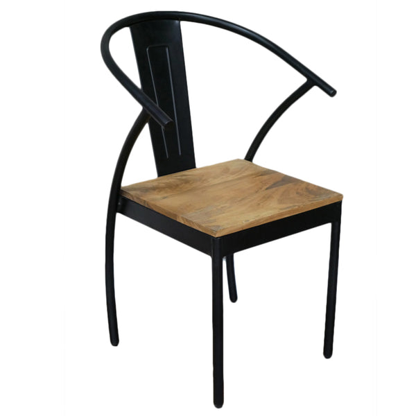 Iron Metal Framed Chair With Acacia Woodr seat - 86cm REDUCED