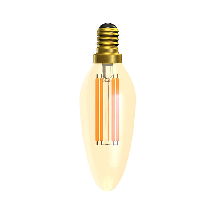 Dimmable Vintage LED Amber Candle Filament Bulb - E14  - 9.6cm
