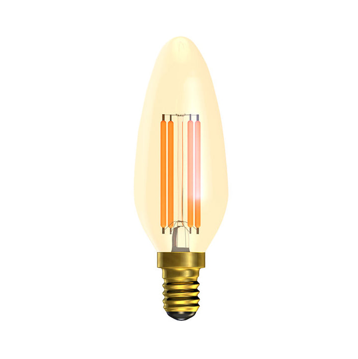 Dimmable Vintage LED Amber Candle Filament Bulb - E14  - 9.6cm