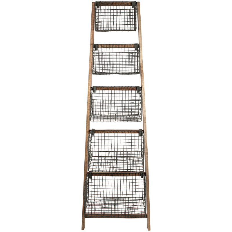 Tall Ladder with Wire Baskets 168 cm