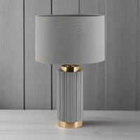 Grey Ribbed Ceramic Lamp 45 cm