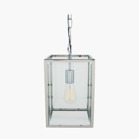 Satin Nickel & Ribbed Glass Flush Ceiling Light - 19 cm