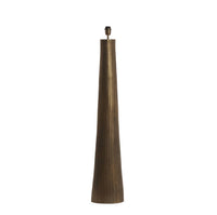 This floor lamp features a finely crafted textured bronze base. The surface is subtly ridged with organic vertical striations, giving it a hand-finished, artisanal look